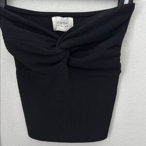 DISSH Black Knotted Ribbed Tube Top